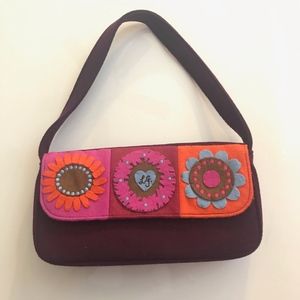 90s/00's NWOT Lulu Guinness Felt Aplique Pochette
